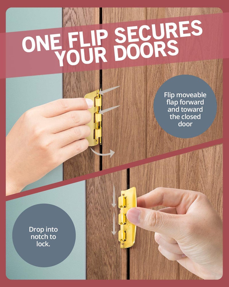 JD Jack N'Drill Jack Nâ€™ Drill Flip Action Door Lock (6 Pack)- Reversible Privacy Door Locks with Anti Lockout Screw for Child Proofing and Home Defense, Easy to Install and Durable Lock for Interior Swing-in Doors - Image 5